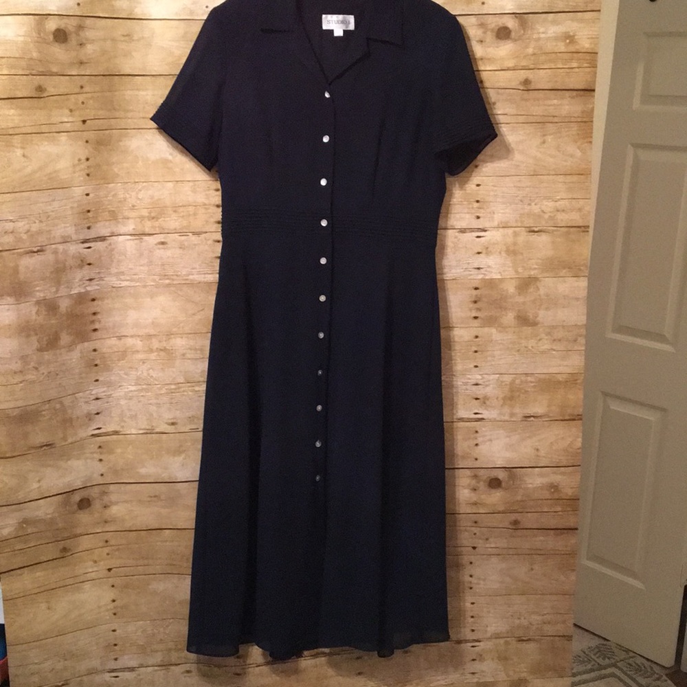 Navy Blue Buttoned -down dress